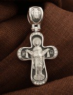 Крест из белого золота 585 пробы с бриллиантами