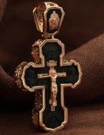 Крест из золота 585 пробы с эбеновым деревом