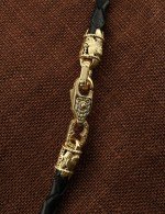 Гайтан кожаный с золотом 585 пробы