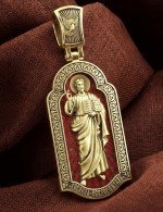 Образок из лимонного золота 585 пробы с эмалью