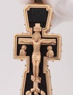 Крест из золота 585 пробы с эбеновым деревом