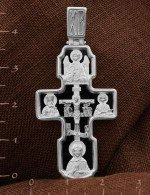 Крест из белого золота 585 пробы с ониксом