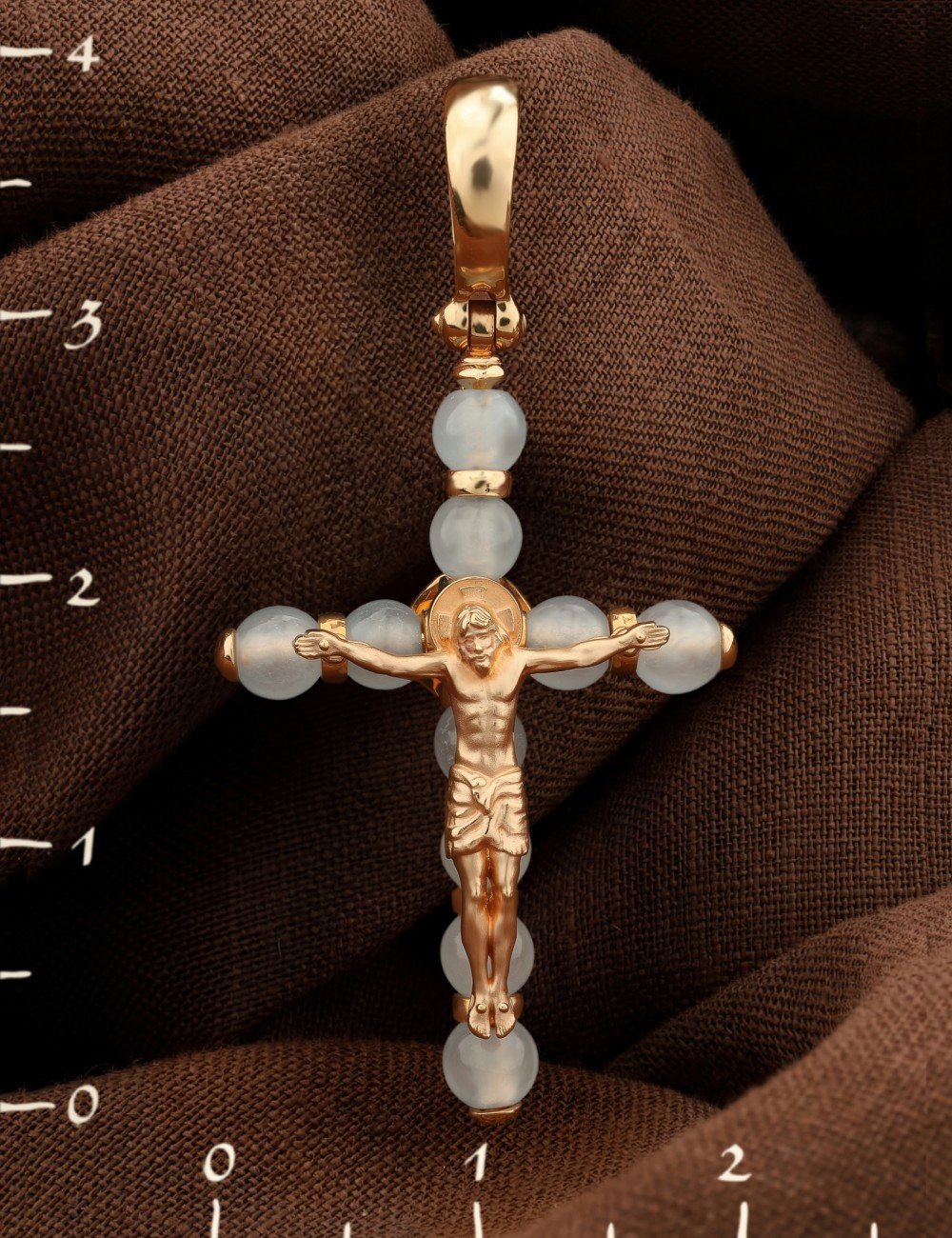 Крест из золота 585 пробы с агатом
