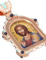 Образок из золота 585 пробы с эмалью и иконописью