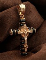 Крест из золота 585 пробы с ониксом