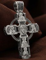 Крест из белого золота 585 пробы с эбеновым деревом