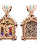 Образок из золота 585 пробы с эмалью и иконописью