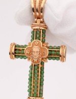 Крест из золота 585 пробы с хризопразом