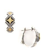 Серьги из серебра 925 пробы и золота 585 пробы с ониксом и рубином