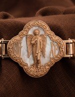 Браслет с золотом 585 пробы и перламутром