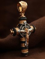 Крест из золота 585 пробы с ониксом
