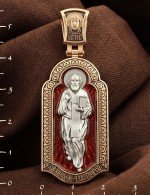 Образок из золота 585 пробы с эмалью