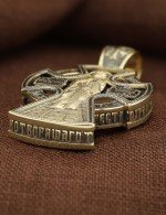 Крест из лимонного золота 585 пробы с эбеновым деревом