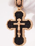 Крест из золота 585 пробы с эбеновым деревом
