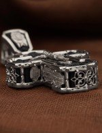 Крест из белого золота 585 пробы с эбеновым деревом