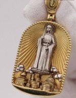 Образок из лимонного золота 585 пробы с эмалью