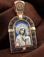 Образок из золота 585 пробы с эмалью