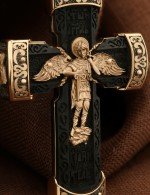 Крест из золота 585 пробы с эбеновым деревом