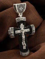 Крест из серебра 925 пробы с эбеновым деревом