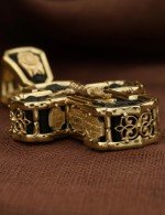 Крест из лимонного золота 585 пробы с эбеновым деревом