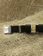 Браслет кожаный с серебром 925 пробы и золотом