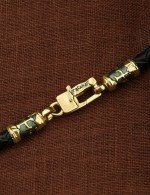 Гайтан кожаный с золотом 585 пробы