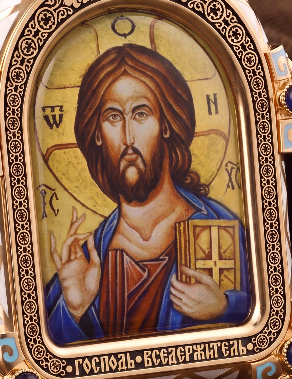 Образок из золота 585 пробы с эмалью и иконописью
