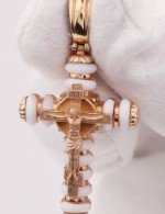 Крест из золота 585 пробы с кахолонгом