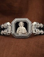 Браслет кожаный с серебром 925 пробы и ониксом