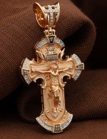 Крест из золота 585 пробы с бриллиантами