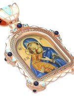 Образок из золота 585 пробы с эмалью и иконописью