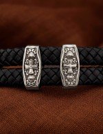 Браслет кожаный с серебром 925 пробы