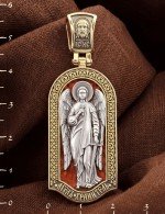 Образок из лимонного золота 585 пробы с эмалью