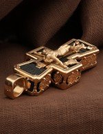 Крест из золота 585 пробы с эбеновым деревом