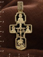 Крест из лимонного золота 585 пробы с ониксом