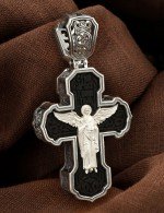 Крест из серебра 925 пробы с эбеновым деревом