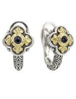 Серьги из серебра 925 пробы и золота 750 пробы с сапфиром и рубином