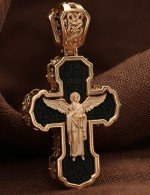 Крест из золота 585 пробы с эбеновым деревом