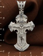 Крест из белого золота 585 пробы с бриллиантами
