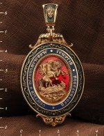 Образок из золота 585 пробы с эмалью