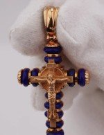 Крест из золота 585 пробы с лазуритом