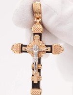 Крест из золота 585 пробы с эбеновым деревом