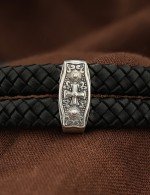 Браслет кожаный с серебром 925 пробы и ониксом