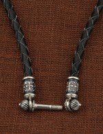 Гайтан кожаный с золотом 585 пробы