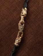 Гайтан кожаный с золотом 585 пробы