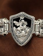 Браслет кожаный с серебром 925 пробы и ониксом