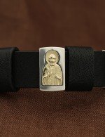 Браслет кожаный с серебром 925 пробы и золотом