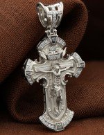 Крест из белого золота 585 пробы с бриллиантами