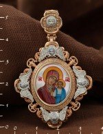 Образок из золота 585 пробы с эмалью и перламутром