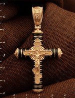 Крест из золота 585 пробы с ониксом
